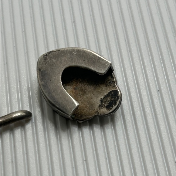 Vintage Sterling Belt Buckle & Slide with Blue Stone Accents - Picture 5 of 9